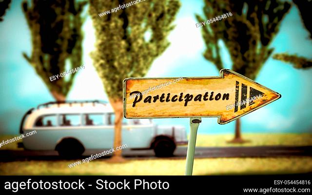 Street Sign the Direction Way to to Participation