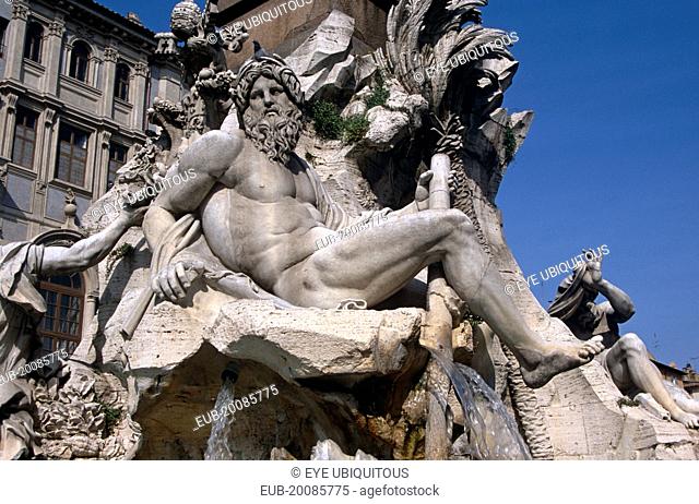 Piazza Navona, Fontana dei Quattro Fiumi detail