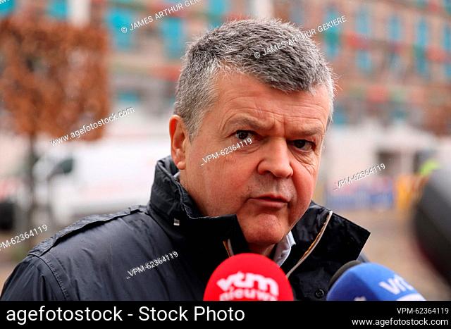 Flemish Minister of Domestic Policy and Living Together Bart Somers talks to the press ahead of a Minister's council meeting of the Flemish Government at the...
