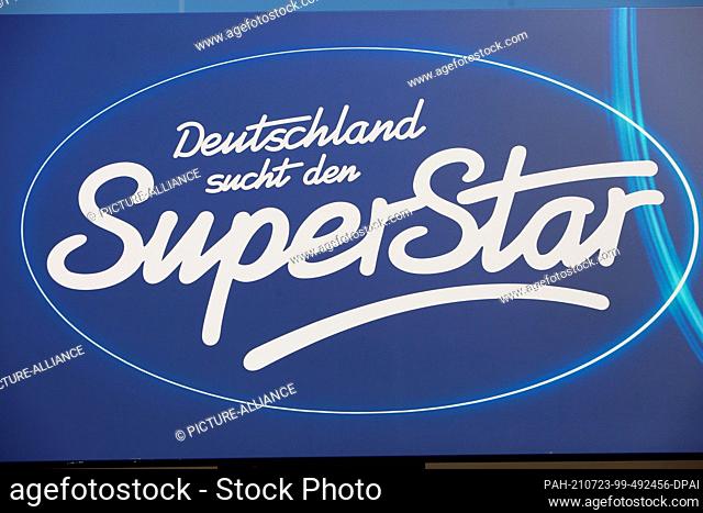 23 July 2021, Saxony-Anhalt, Wernigerode: The logo of the well-known RTL casting show ""Deutschland sucht den Superstar"" DSDS can be seen in the candidates'...