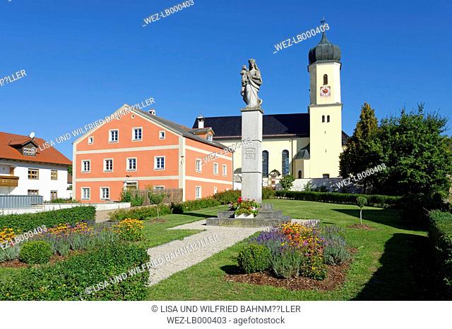 Germany, Bavaria, Upper Bavaria, Hitzhofen, Hofstetten, parish church Saint Nikolaus with former school