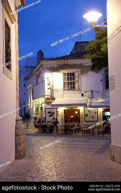 Portugal, Algarve, Lagos, Street & Restaurant