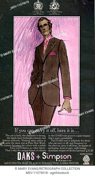 Advertisement for Simpson of Piccadilly, London, portrait of a man in a DAKS suit