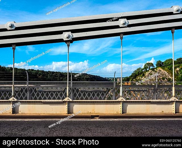 HDR Clifton Suspension Bridge spanning the Avon Gorge and River Avon designed by Brunel and completed in 1864 in Bristol, UK