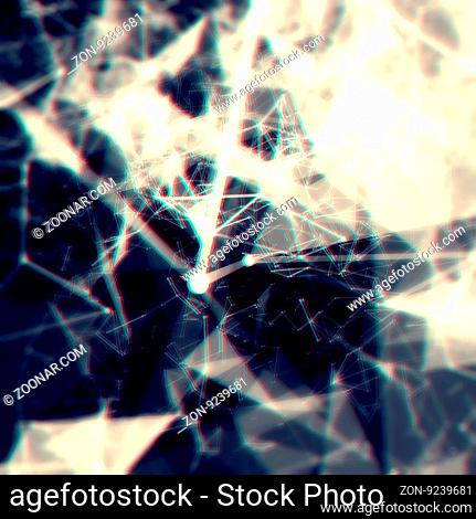 Abstract network data connection. Technology or scientific background. Stereo effect