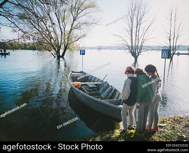 Flooding of Lake Maggiore, Lombardy, Italy