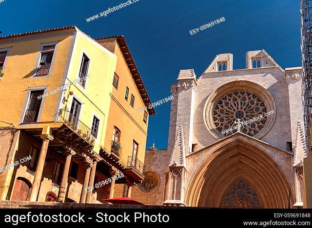 Tarragona, Spain: 2020 September 27: Sunny day in the cathedral of Tarragona in Spain, in the summer of 2020