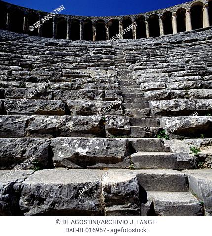 Tiers of seats, Theatre of Aspendos, 155 AD, Turkey. Roman civilisation, 2nd century AD. Detail