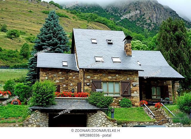 House of quarry stone in the Pyrenees