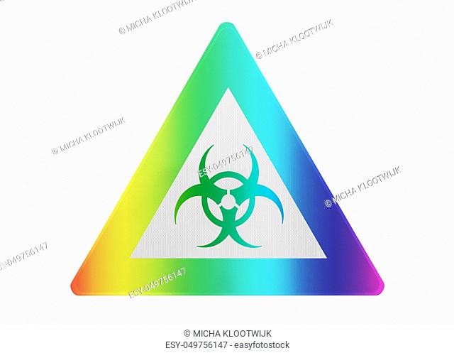 Traffic sign isolated - Biohazard - Isolated and rainbow colored