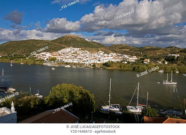 Panoramic view and Guadiana river, From Portugal, Sanlucar de Guadiana, Huelva-province, Spain