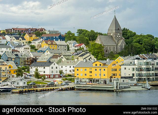 View of colorful housesand church in Kristiansund, Romsdal County, Norway