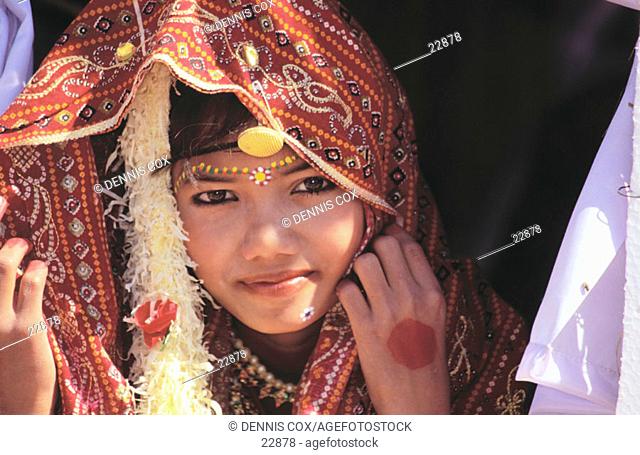 Girl at Jaisalmer desert festival. Rajasthan. India