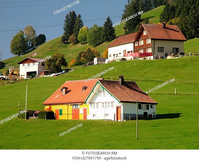 Switzerland, Europe, Appenzell, typical Appenzell farmhouses and barns combined
