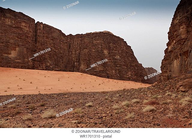 Rock formations in the desert Wadi Rum, Jordan