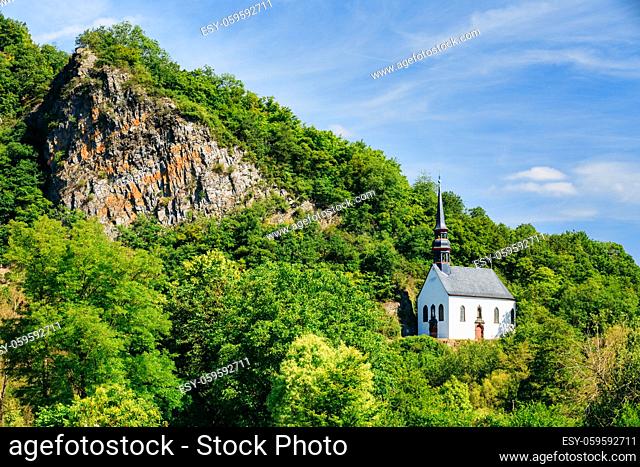 German Church On Rock In Ahrbruck, District Of Ahrweiler, In Rhineland-Palatinate, Germany