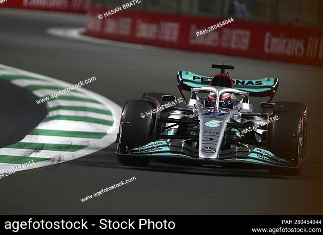 March 26, 2022, Jeddah Corniche Circuit, Jeddah, Formula 1 Saudi Arabian Grand Prix, in the picture George Russel (GBR), Mercedes-AMG Petronas Formula One Team