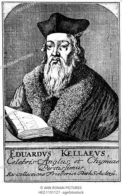 Edward Kelley (1575) English astrologer and alchemist. Assistant to John Dee. Copperplate engraving c1700
