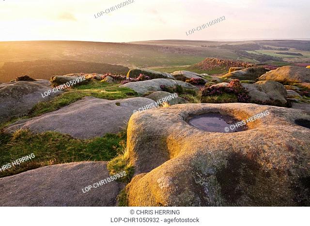 England, South Yorkshire, Peak District, Higger Tor at first light on a summers morning in the Peak District National Park