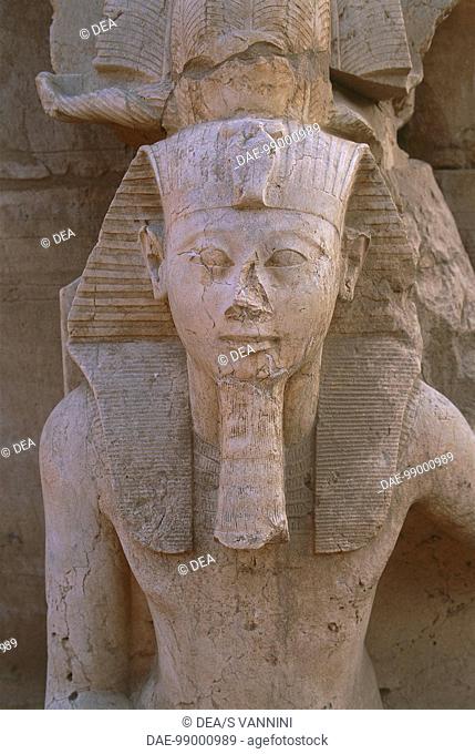 Egypt - Ancient Thebes (UNESCO World Heritage List, 1979). Luxor. Karnak. Great Temple of Amon. East sector. Statue of Thutmose III. Detail