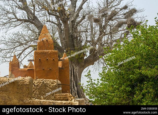 The mudbrick mosque in the village of Segoukoro (Bambara tribe) near Segou city in the center of Mali, West Africa