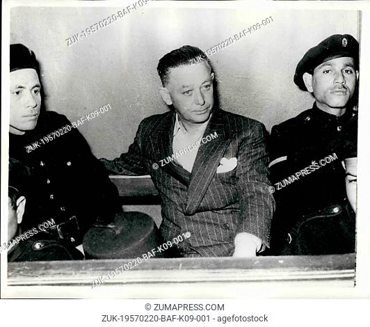Feb. 20, 1957 - 20-2-57 Cairo trial of Britons accused of espionage adjourned ?¢‚Ç¨‚Äú The trial in Cairo of Britons James Sinburn and John Thornton Stanley