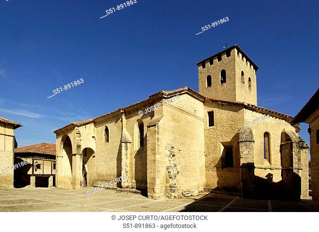San Pedro fortified church, Santa Gadea del Cid, Burgos province, Castile-Leon, Spain