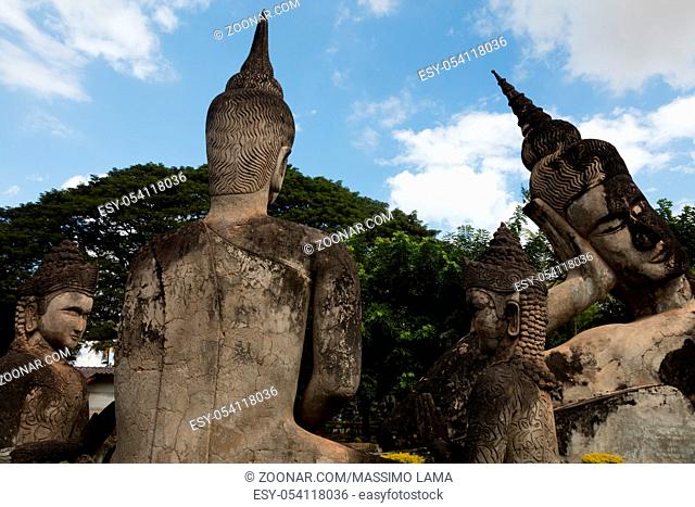 November 23 2016 Vientiane, Laos  Religious statues at Wat Xieng Khuan Buddha park