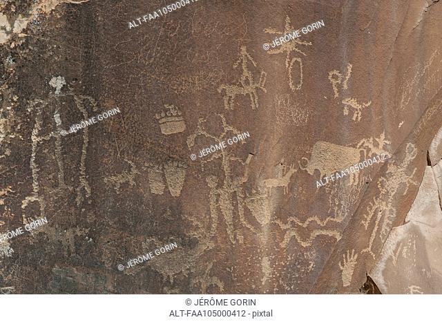 Petroglyphs at Newspaper Rock State Historic Monument, Utah, USA