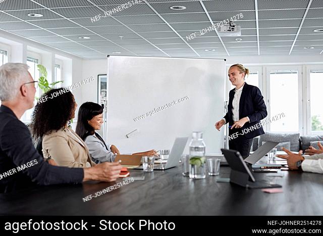 Man having presentation during business meeting