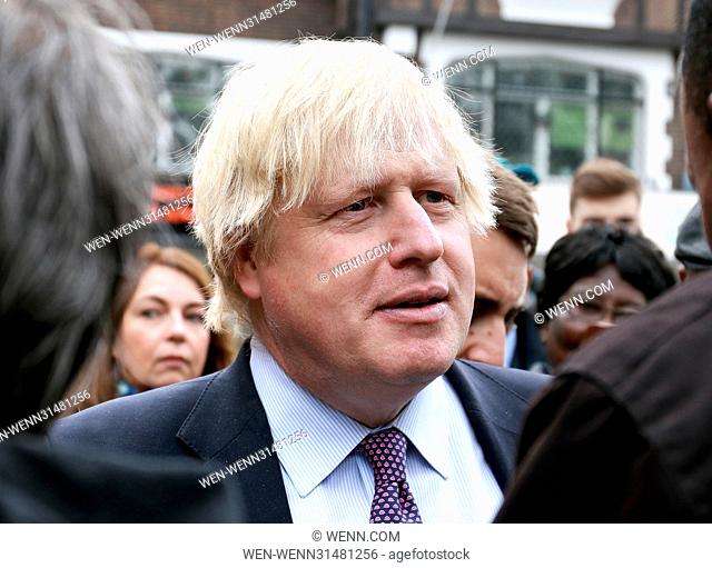 Boris Johnson visits Hounslow High Street during the 2017 General Election campaign trail, Hounslow, London Featuring: Boris Johnson Where: London