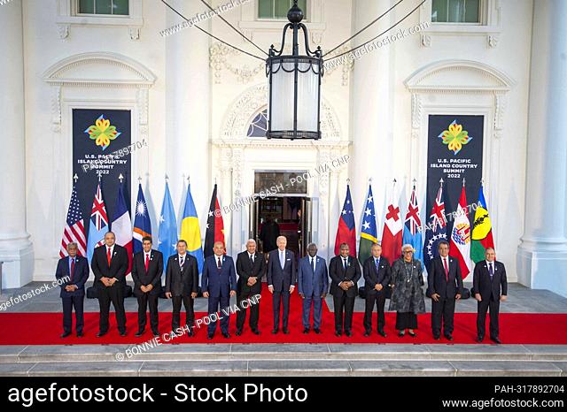 From left to right: President of New Caledonia Louis Mapou, Prime Minister of the Kingdom of Tonga Siaosi Sovaleni, President of the Republic of Palau Surangel...
