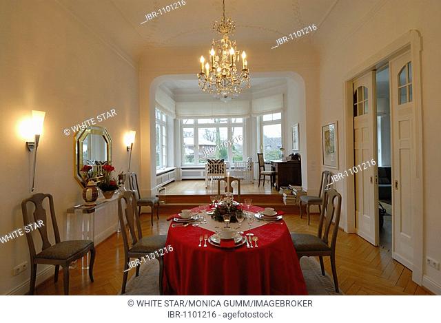 Dining room, art nouveau villa in the west of Hamburg, Germany, Europe
