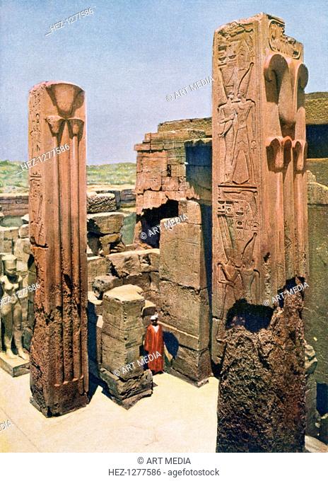 Granite pillars with lotus and papyrus decoration, Temple of Amun-Re, Karnak, Egypt, 20th century