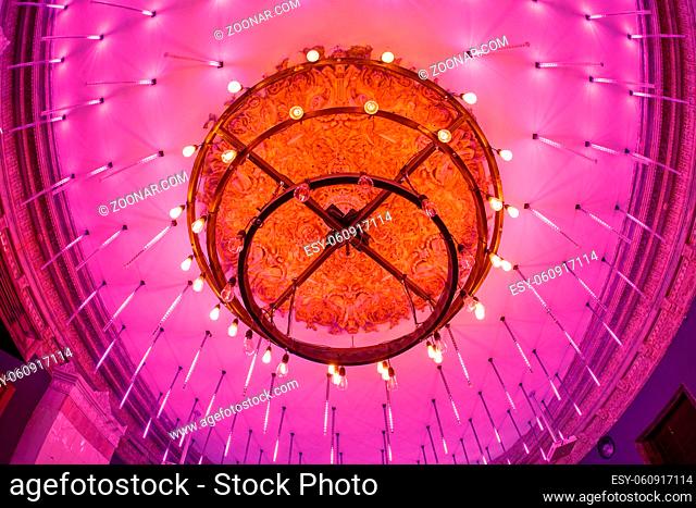 modern lamp. the ceiling of the mansion converted into a nightclub