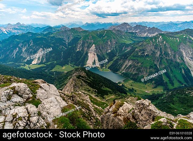 Fantastic hike to the mountain lake Schrecksee near Hinterstein in the Allgau Alps in Bavaria
