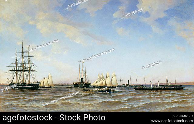 Beggrov Alexander - Racing Yachts 'derzhava' and 'alexandria' at the Small Kronstadt Harbour - Russian School - 19th Century