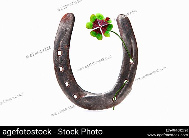 Horseshoe and concept of luck. St. Patricks Day card