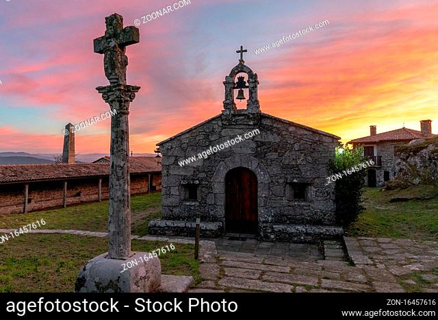 A Guarda, Galicia / Spain - 3 December 2020: view of the Ermida de Santa Trega Chapel in Galicia