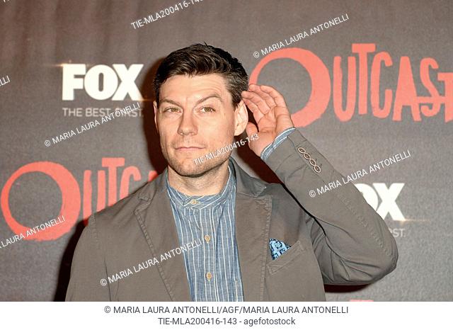Patrick Fugit during the red carpet for the international preview of tv series Outcast produced by Fox Networks Group, Rome, ITALY-19-04-2016