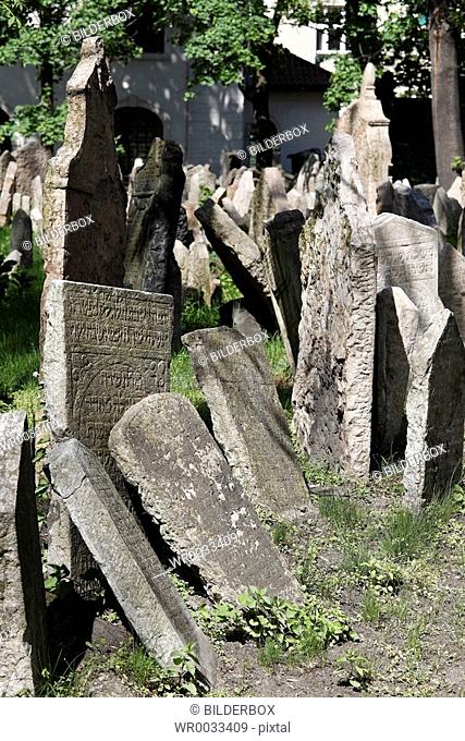 Czech Repuplik, Prague, gravestones at Jewish cemetery