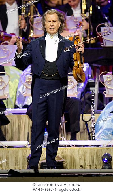 Dutch violinist, composer and music producer André Rieu performs with his orchestra at the Festhalle concert venue in Frankfurt, Germany, 9 January 2015