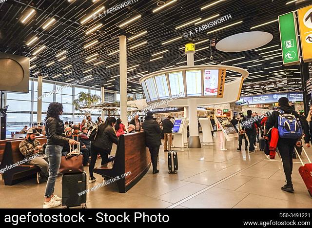 Amsterdam, Holland Passengers waiting at Schipol airport