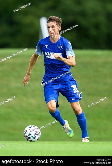 Benjamin Goller (KSC) single action, cut out. GES / Football / 2nd Bundesliga: Karlsruher SC - training camp, test match: SpVgg Unterhaching - KSC, August 19