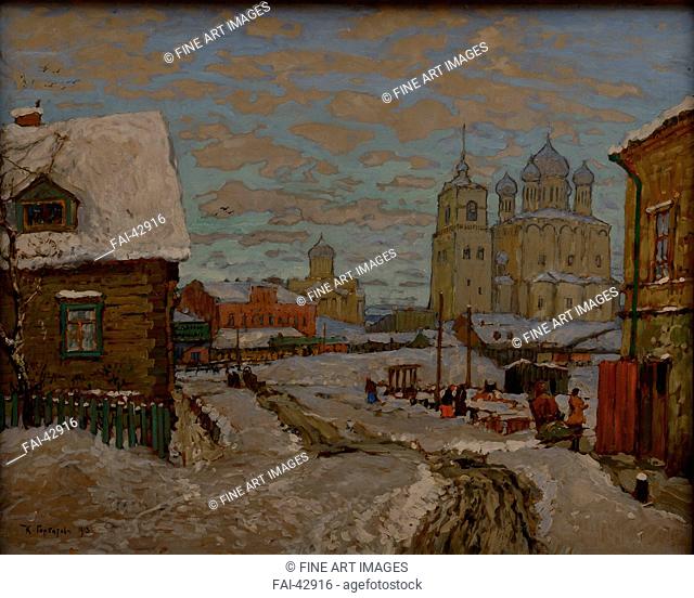 Old Pskov by Gorbatov, Konstantin Ivanovich (1876-1945)/Oil on canvas/Realism/1913/Russia/State A. Radishchev Art Museum