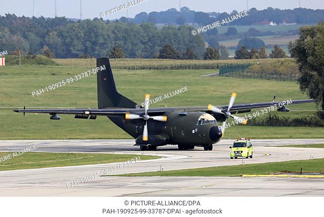 24 September 2019, Mecklenburg-Western Pomerania: A Bundeswehr transport aircraft of the type Transall C-160 has landed. Photo: Bernd...