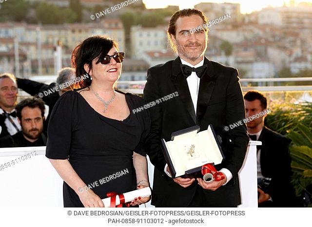 Lynne Ramsey winner of the award for Best Screenplay and actor Joaquin Phoenix winner of the award for Best Actor for 'You Were Never Really Here' at the award...