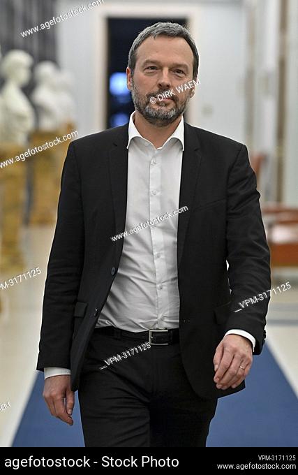 Belgian national bank governor Pierre Wunsch poses for photographer at a photoshoot at the Belgium national bank, BNB / NBB headquarters in Brussels
