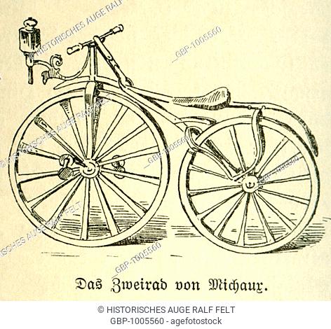 Europe, France, Paris, Pierre Michaux, original text : Das Zweirad von Michaux ( the bicycle of Michaux ), image from : Das Buch der Jugend ( the book for the...
