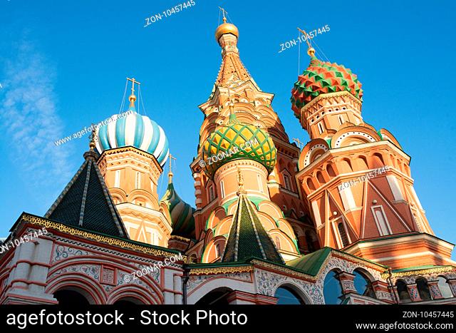 St. Basil's Cathedral on Red square in spring day. Moscow, Russia